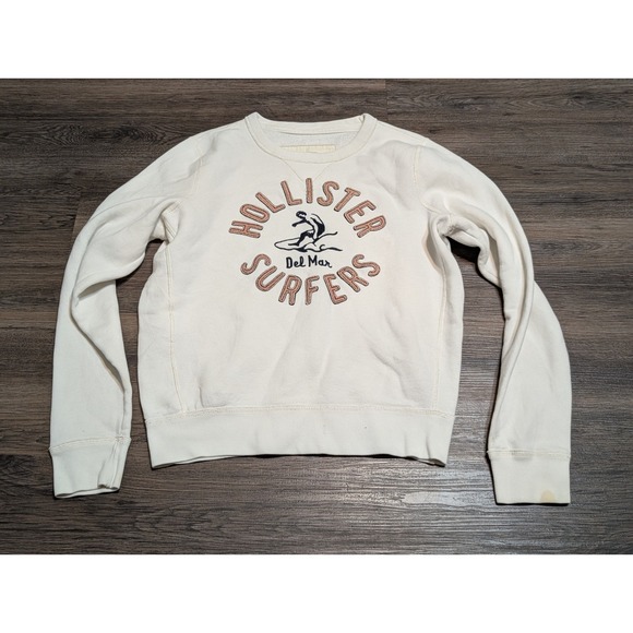 Hollister Other - Hollister Surfers Del Mar Crewneck Sweatshirt Cream Graphic Pullover Mens Large